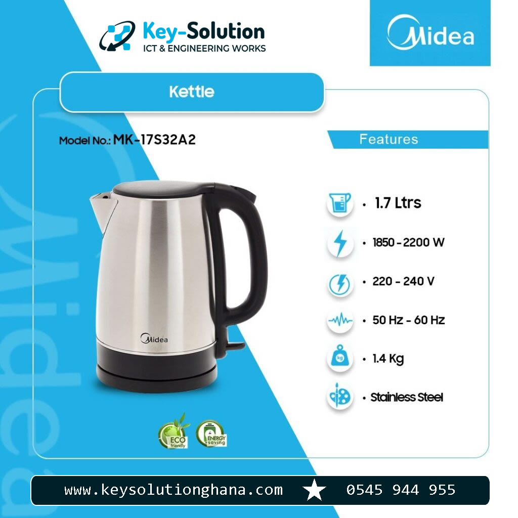 Midea Electric Kettle Stainless Steel 1.7Ltrs