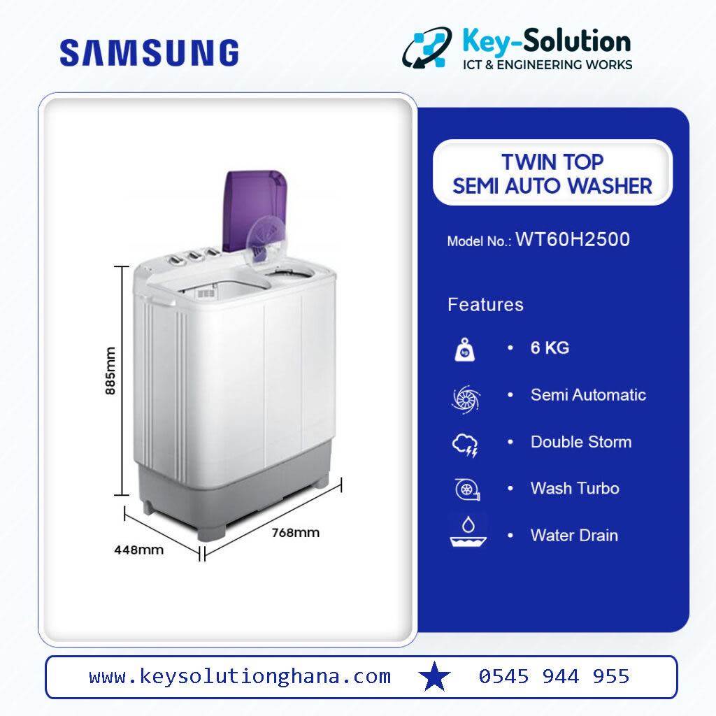 Samsung 6Kg Twin Top Semi Auto Washer Washing Machine